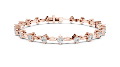 Round Diamond Link Bracelet in 14K Rose Gold