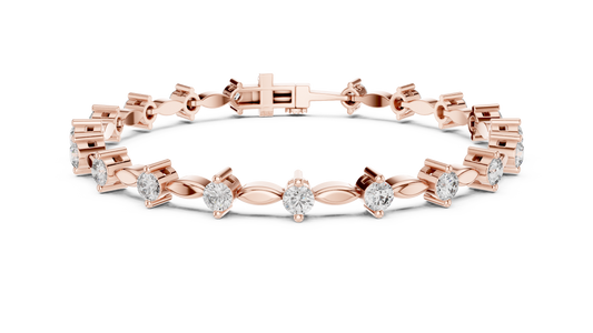 Round Diamond Link Bracelet in 14K Rose Gold