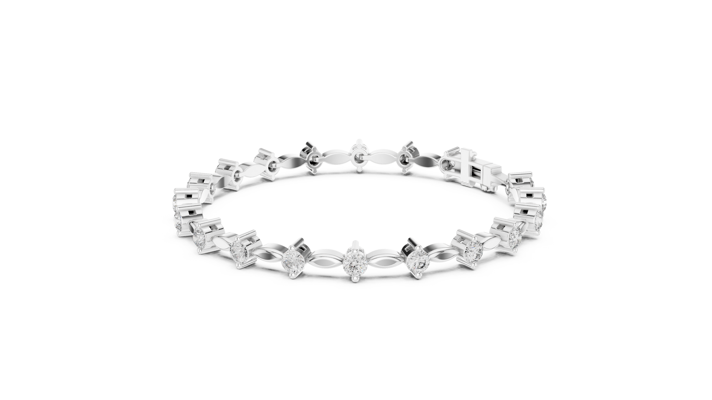Round Diamond Link Bracelet in 14K Rose Gold