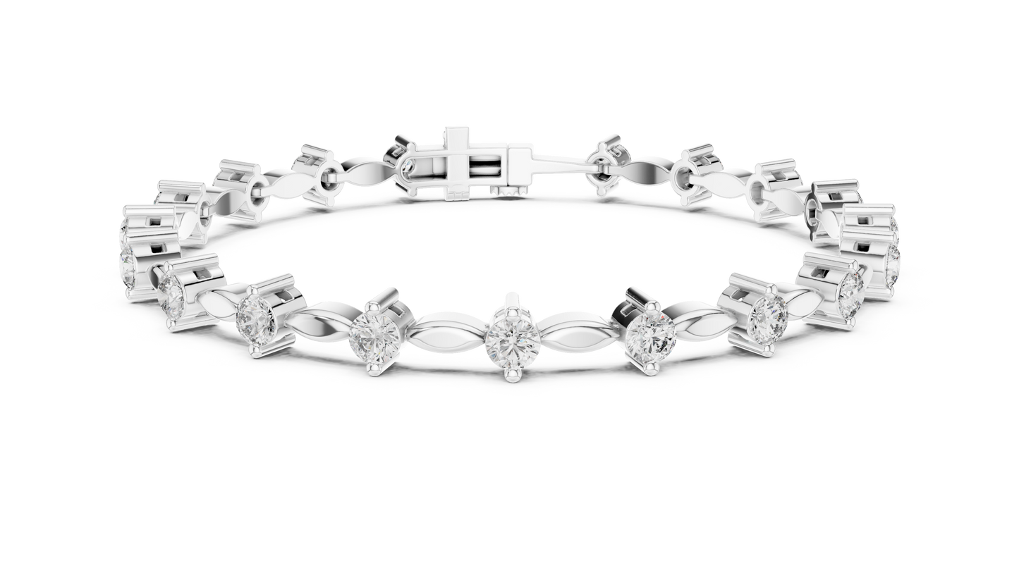 Round Diamond Link Bracelet in 14K Rose Gold