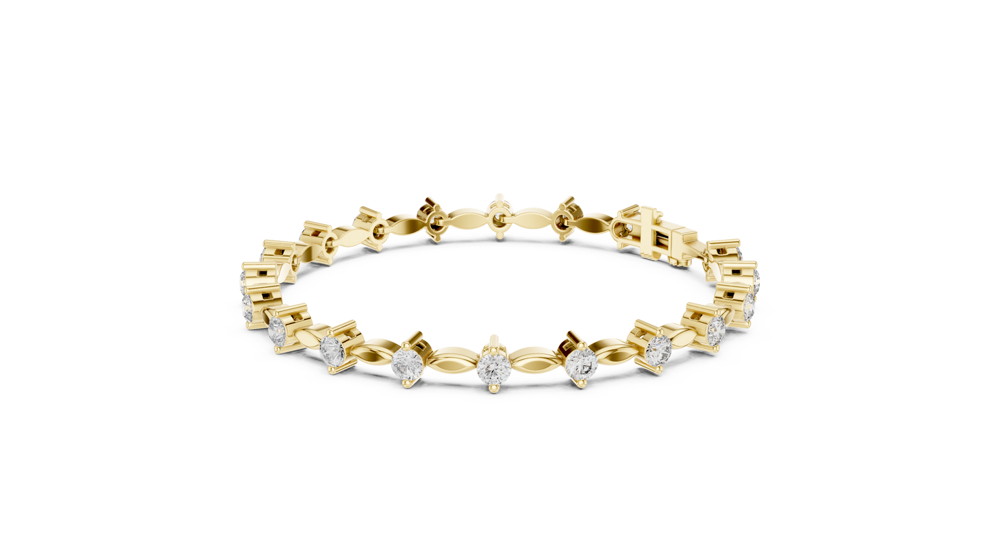 Round Diamond Link Bracelet in 14K Rose Gold