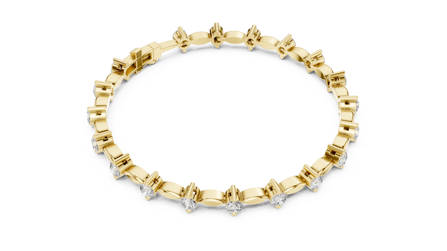 Round Diamond Link Bracelet in 14K Rose Gold