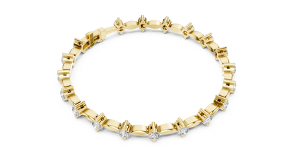 Round Diamond Link Bracelet in 14K Rose Gold