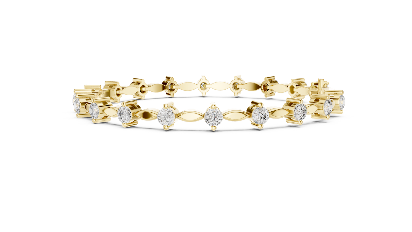 Round Diamond Link Bracelet in 14K Rose Gold