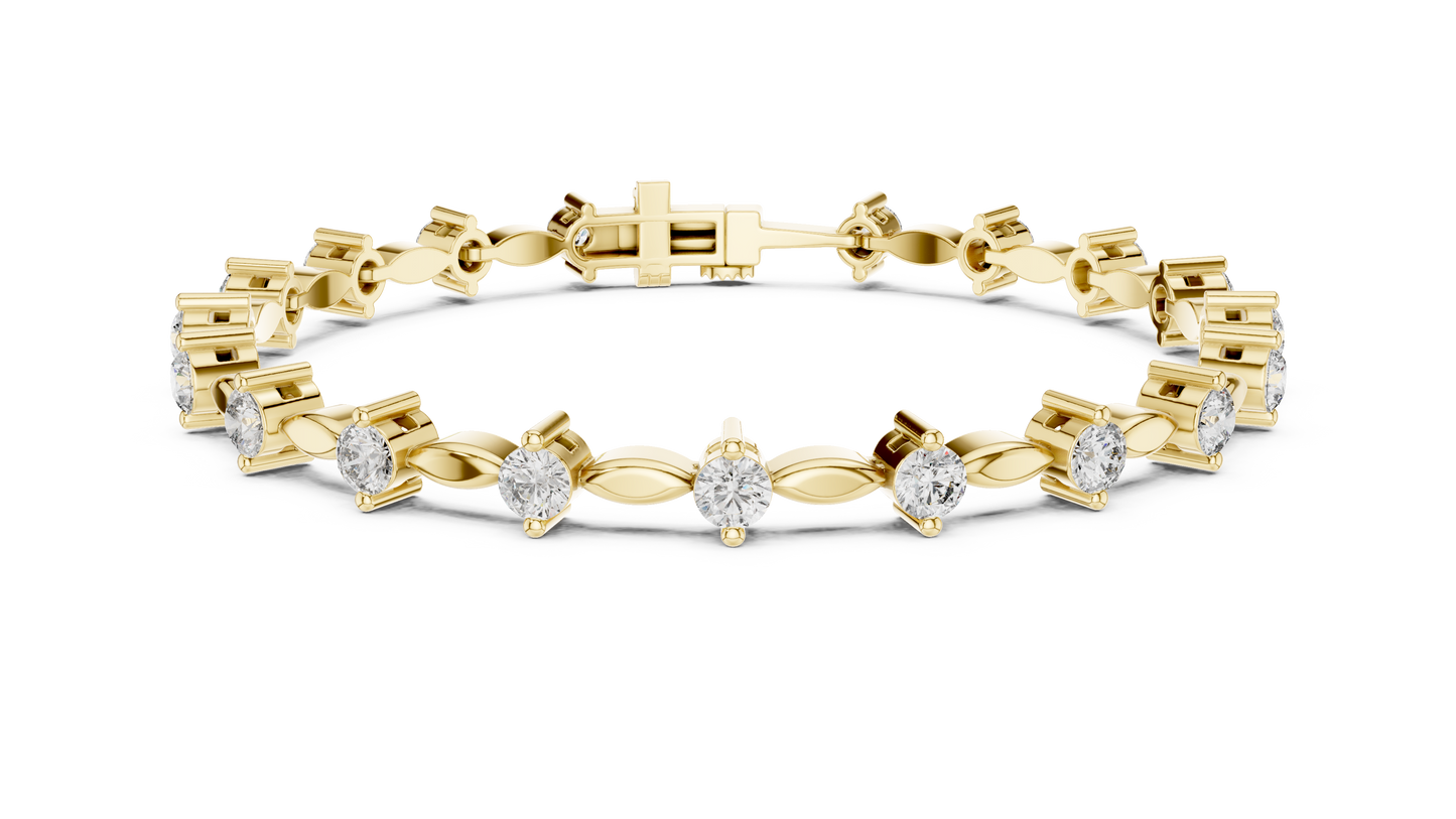 Round Diamond Link Bracelet in 14K Rose Gold