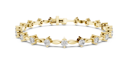Round Diamond Link Bracelet in 14K Rose Gold