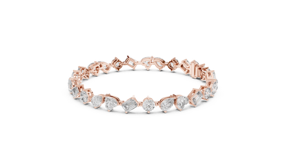 Mixed Shape Diamond Tennis Bracelet in Rose Gold | Pear, Round & Emerald Cut Bracelet