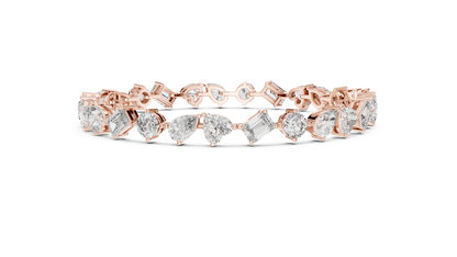 Mixed Shape Diamond Tennis Bracelet in Rose Gold | Pear, Round & Emerald Cut Bracelet