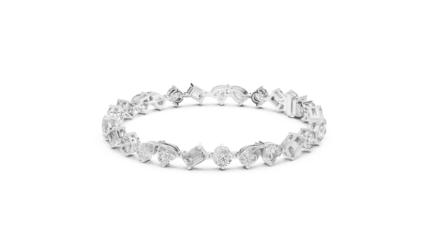 Mixed Shape Diamond Tennis Bracelet in Rose Gold | Pear, Round & Emerald Cut Bracelet