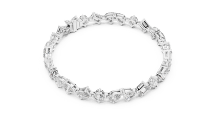 Mixed Shape Diamond Tennis Bracelet in Rose Gold | Pear, Round & Emerald Cut Bracelet