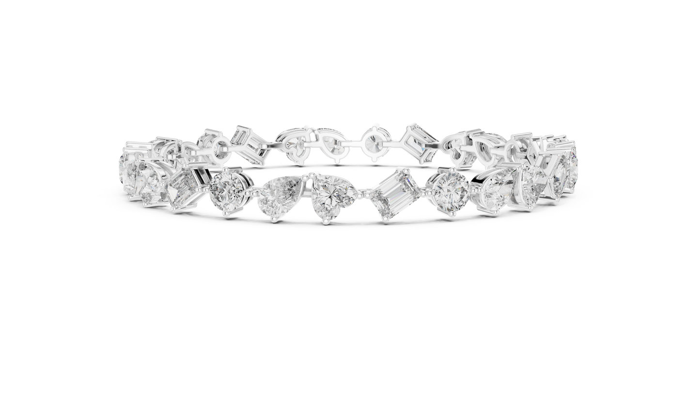 Mixed Shape Diamond Tennis Bracelet in Rose Gold | Pear, Round & Emerald Cut Bracelet