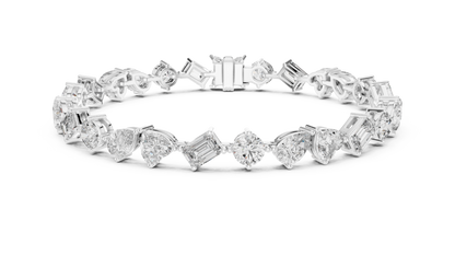 Mixed Shape Diamond Tennis Bracelet in Rose Gold | Pear, Round & Emerald Cut Bracelet
