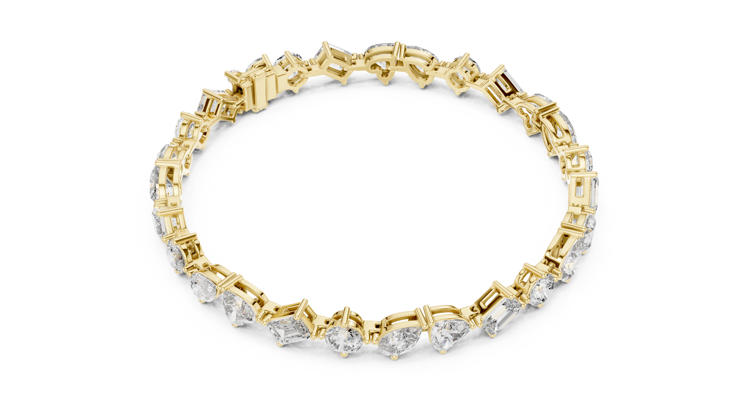 Mixed Shape Diamond Tennis Bracelet in Rose Gold | Pear, Round & Emerald Cut Bracelet