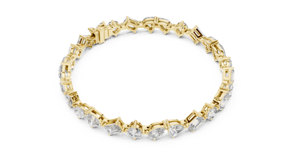 Mixed Shape Diamond Tennis Bracelet in Rose Gold | Pear, Round & Emerald Cut Bracelet
