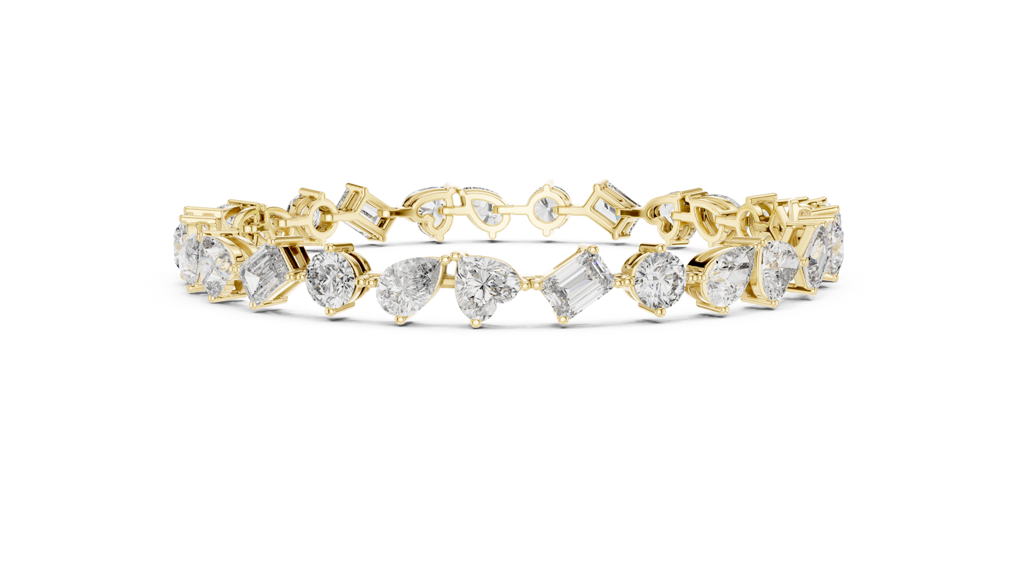 Mixed Shape Diamond Tennis Bracelet in Rose Gold | Pear, Round & Emerald Cut Bracelet