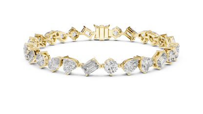 Mixed Shape Diamond Tennis Bracelet in Rose Gold | Pear, Round & Emerald Cut Bracelet