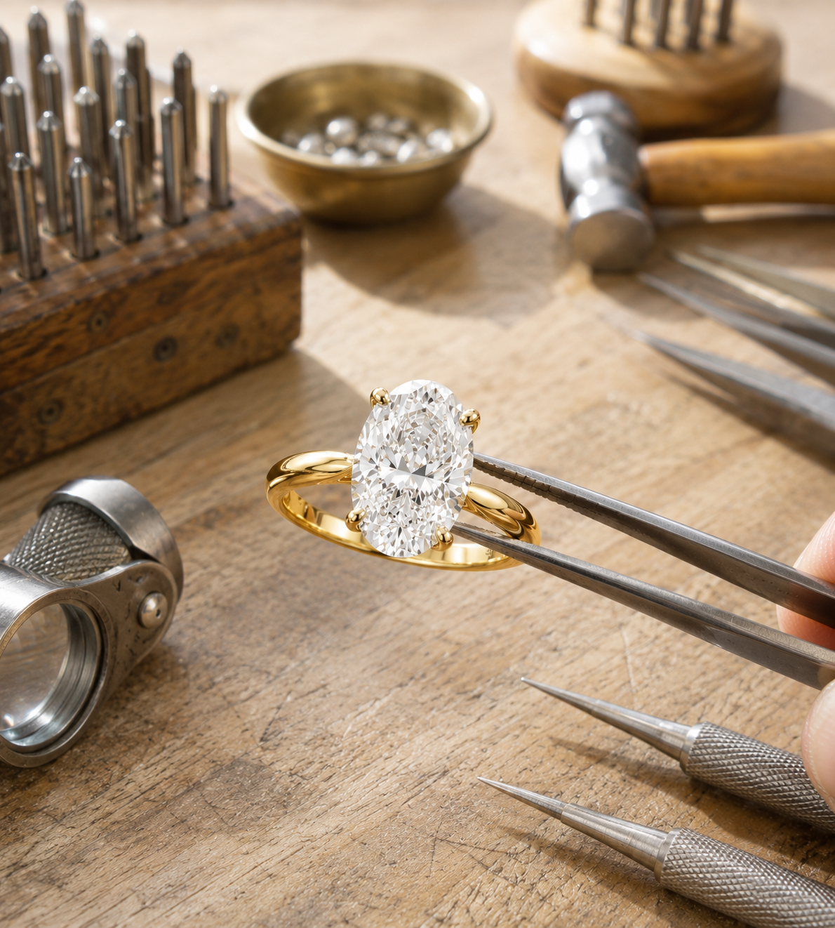 Diamond ring handcrafted by a jeweller