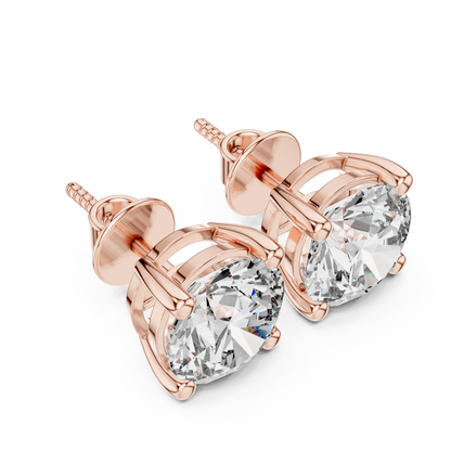 Round Cut Lab Grown Diamond Solitaire Earrings 14K White Gold