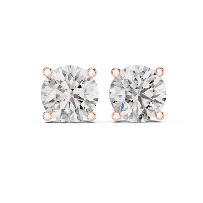 Round Cut Lab Grown Diamond Solitaire Earrings 14K White Gold