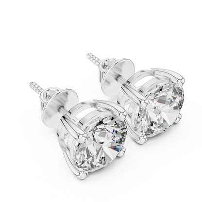 Round Cut Lab Grown Diamond Solitaire Earrings 14K White Gold