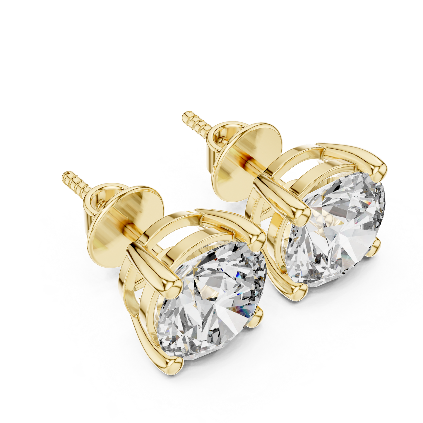 Round Cut Lab Grown Diamond Solitaire Earrings 14K White Gold