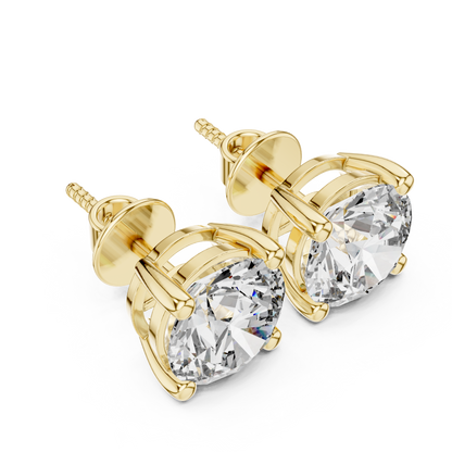 Round Cut Lab Grown Diamond Solitaire Earrings 14K White Gold