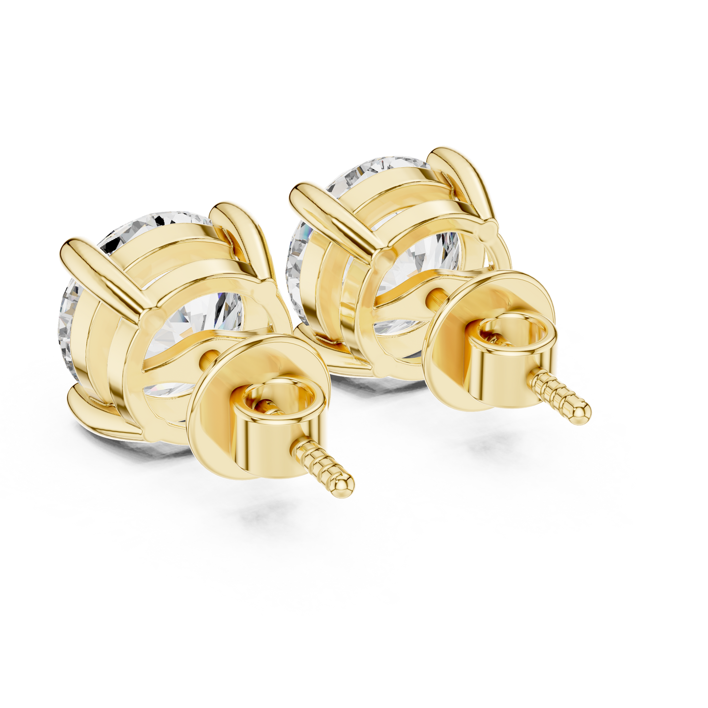 Round Cut Lab Grown Diamond Solitaire Earrings 14K White Gold