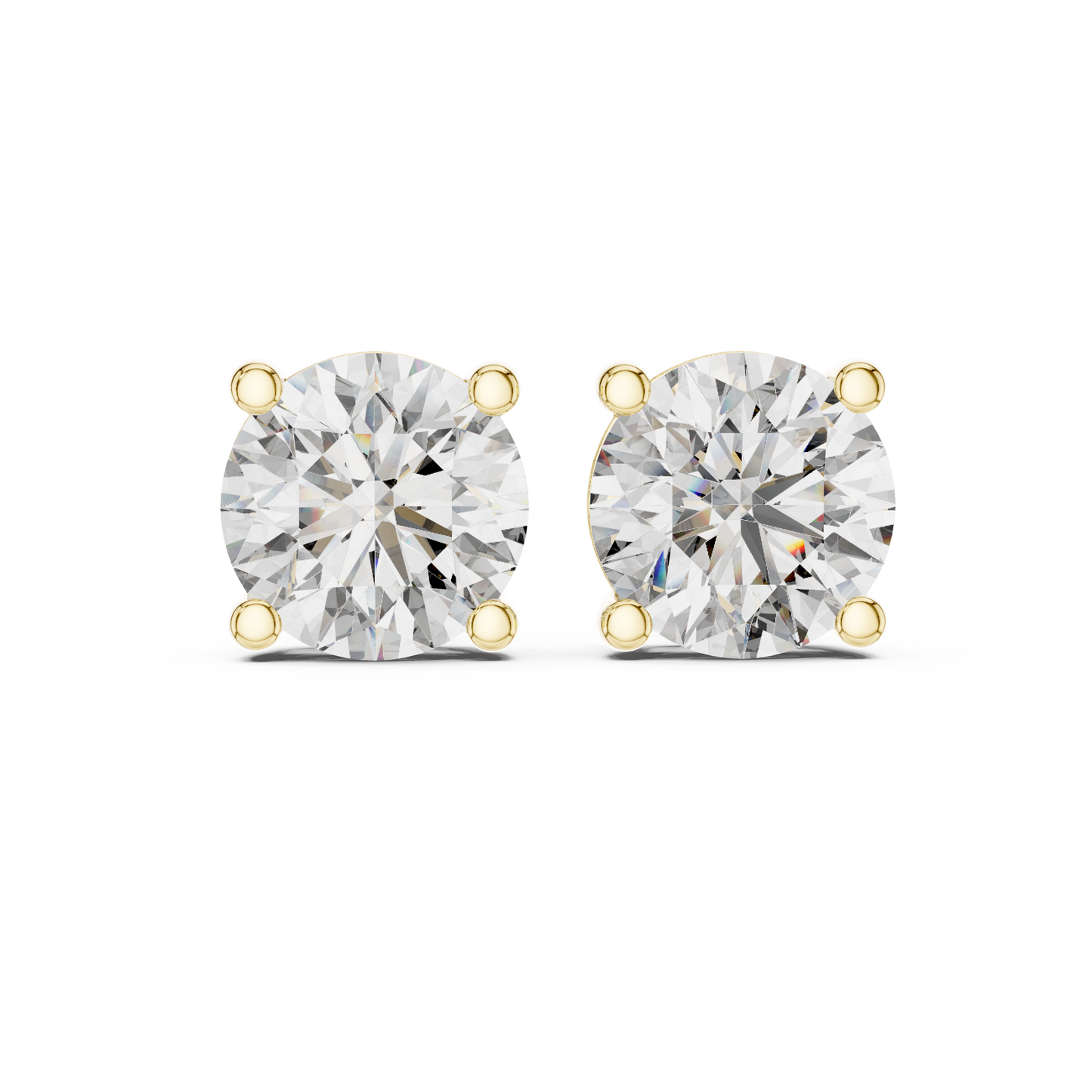 Round Cut Lab Grown Diamond Solitaire Earrings 14K White Gold