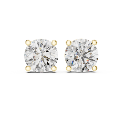 Round Cut Lab Grown Diamond Solitaire Earrings 14K White Gold