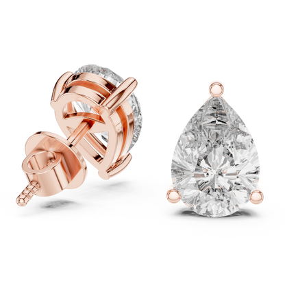 Pear Cut Lab Grown Diamond Solitaire Earrings 14K White Gold