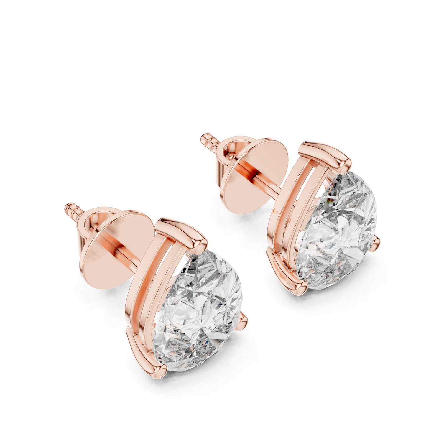 Pear Cut Lab Grown Diamond Solitaire Earrings 14K White Gold