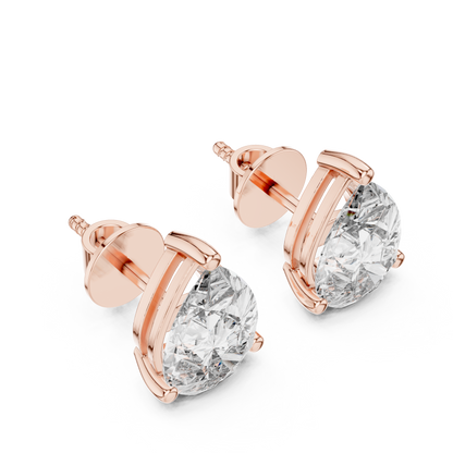 Pear Cut Lab Grown Diamond Solitaire Earrings 14K White Gold