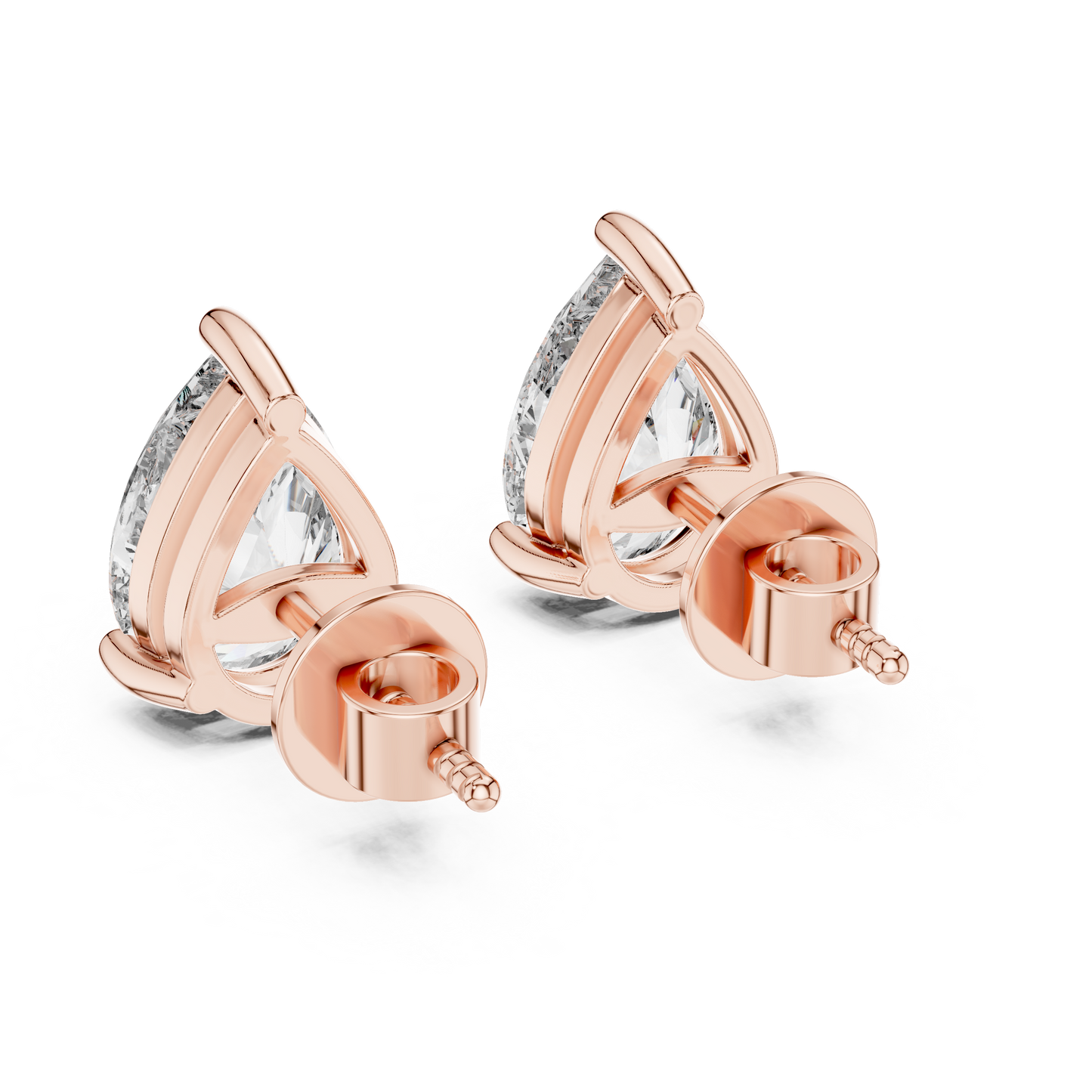 Pear Cut Lab Grown Diamond Solitaire Earrings 14K White Gold