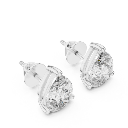 Pear Cut Lab Grown Diamond Solitaire Earrings 14K White Gold
