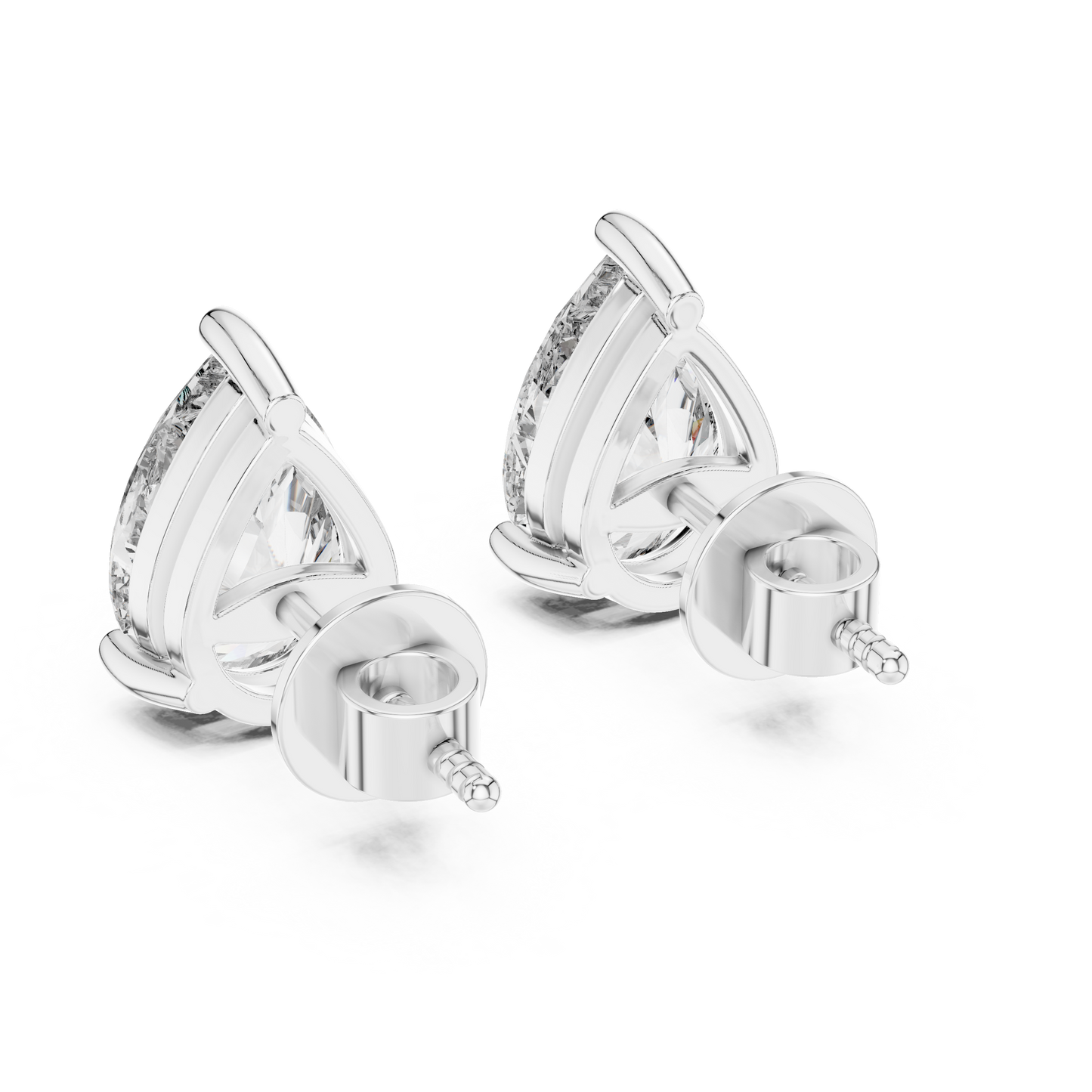 Pear Cut Lab Grown Diamond Solitaire Earrings 14K White Gold