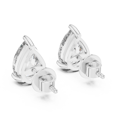 Pear Cut Lab Grown Diamond Solitaire Earrings 14K White Gold