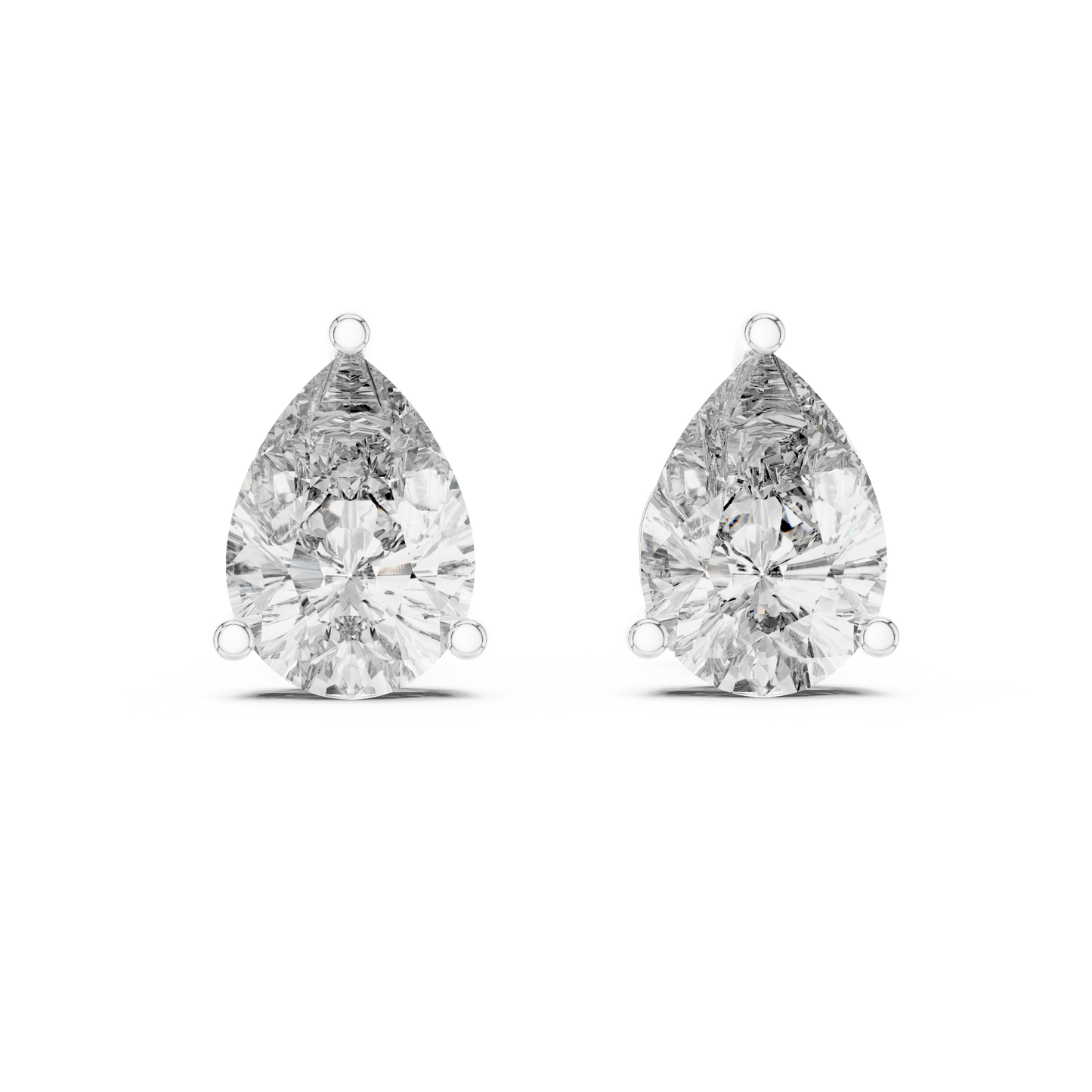 Pear Cut Lab Grown Diamond Solitaire Earrings 14K White Gold