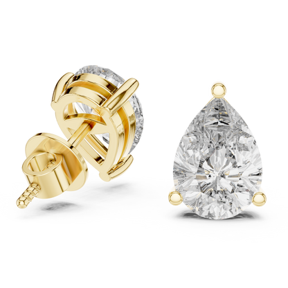 Pear Cut Lab Grown Diamond Solitaire Earrings 14K White Gold