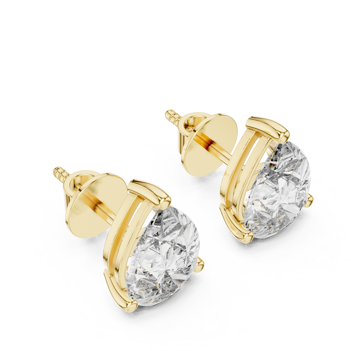 Pear Cut Lab Grown Diamond Solitaire Earrings 14K White Gold