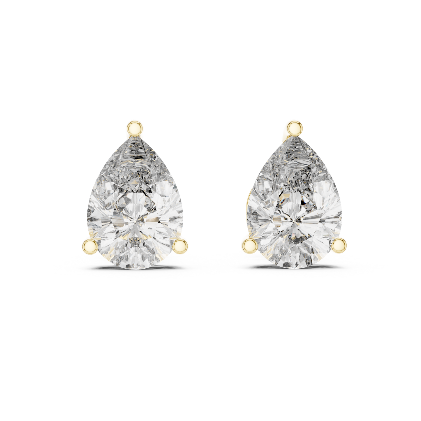 Pear Cut Lab Grown Diamond Solitaire Earrings 14K White Gold