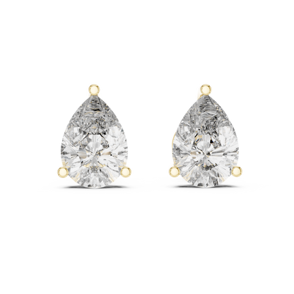 Pear Cut Lab Grown Diamond Solitaire Earrings 14K White Gold