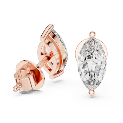 Marquise Cut Lab Grown Diamond Solitaire Earrings 14K White Gold