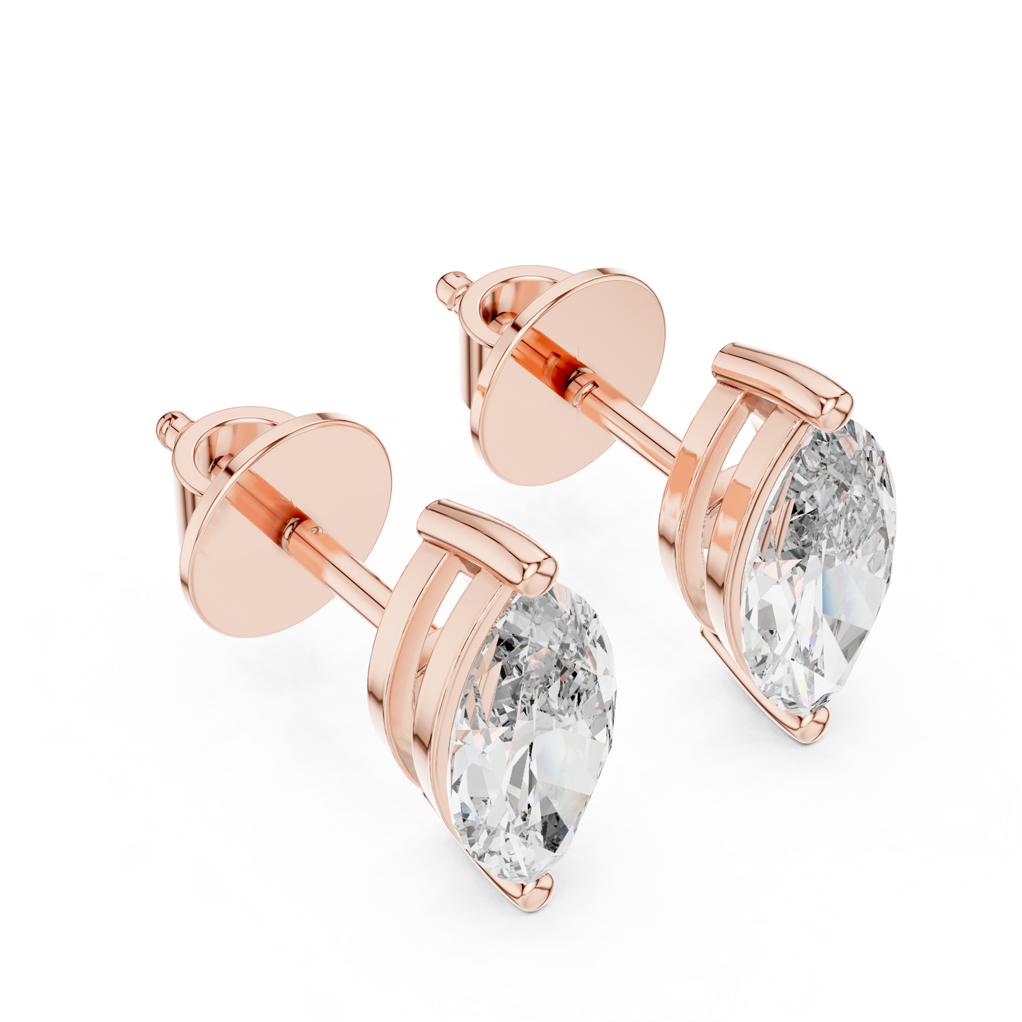 Marquise Cut Lab Grown Diamond Solitaire Earrings 14K White Gold