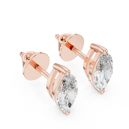 Marquise Cut Lab Grown Diamond Solitaire Earrings 14K White Gold