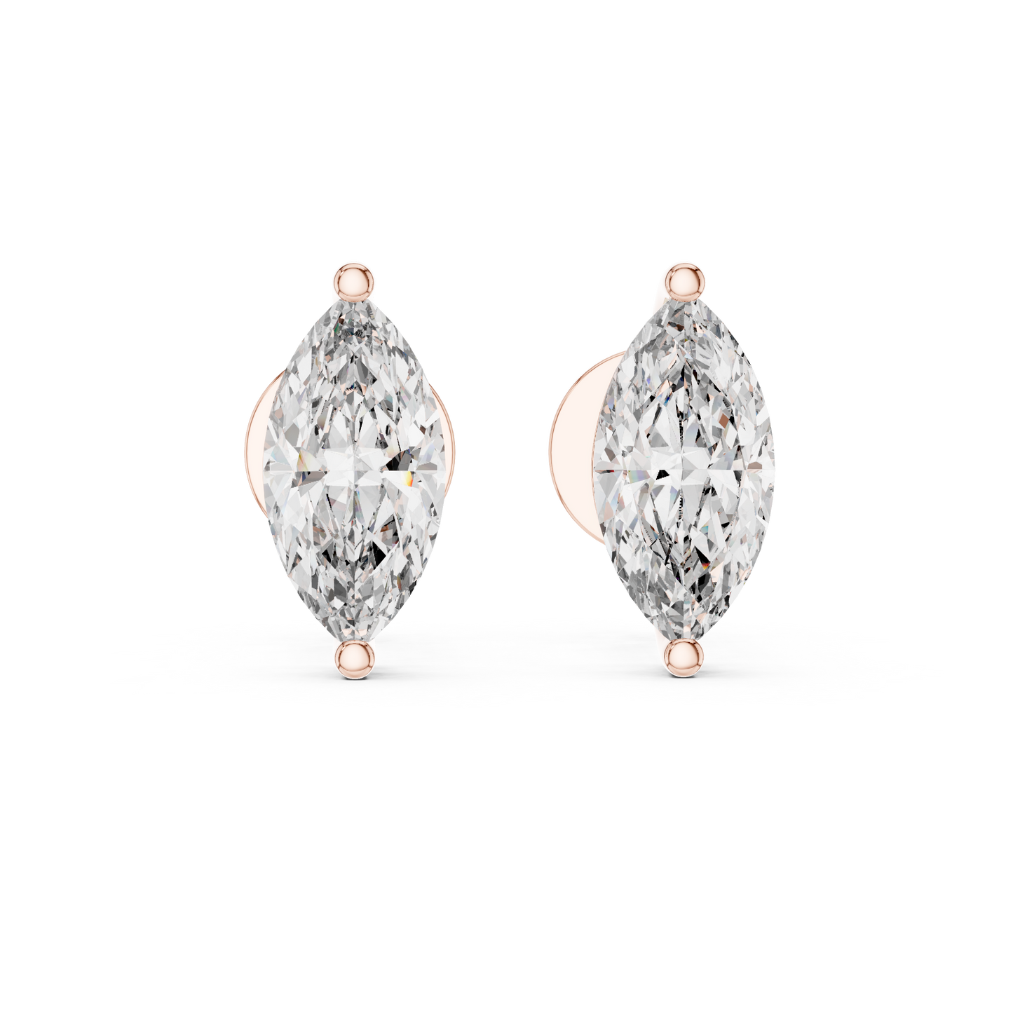 Marquise Cut Lab Grown Diamond Solitaire Earrings 14K White Gold