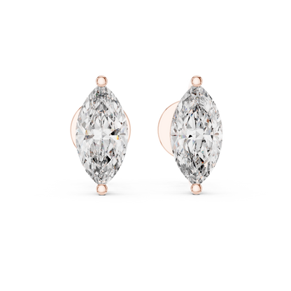 Marquise Cut Lab Grown Diamond Solitaire Earrings 14K White Gold