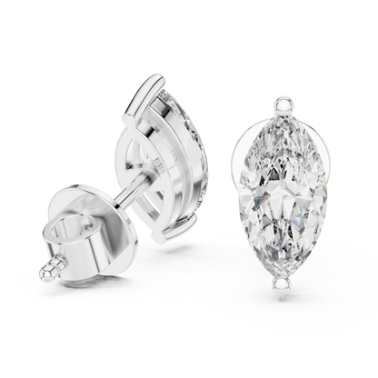 Marquise Cut Lab Grown Diamond Solitaire Earrings 14K White Gold