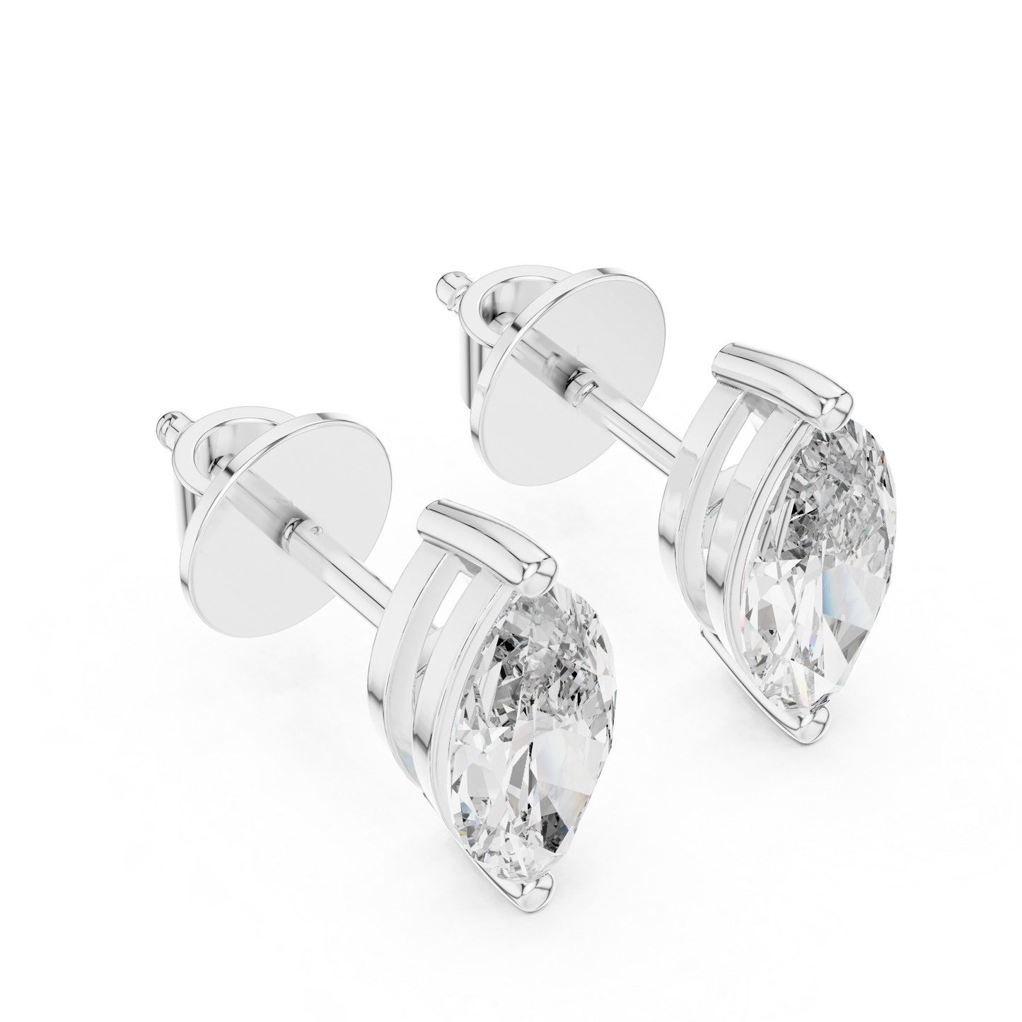 Marquise Cut Lab Grown Diamond Solitaire Earrings 14K White Gold