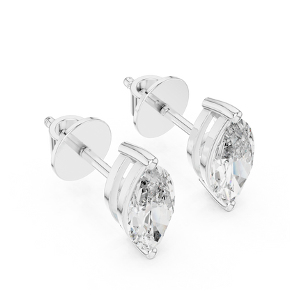 Marquise Cut Lab Grown Diamond Solitaire Earrings 14K White Gold