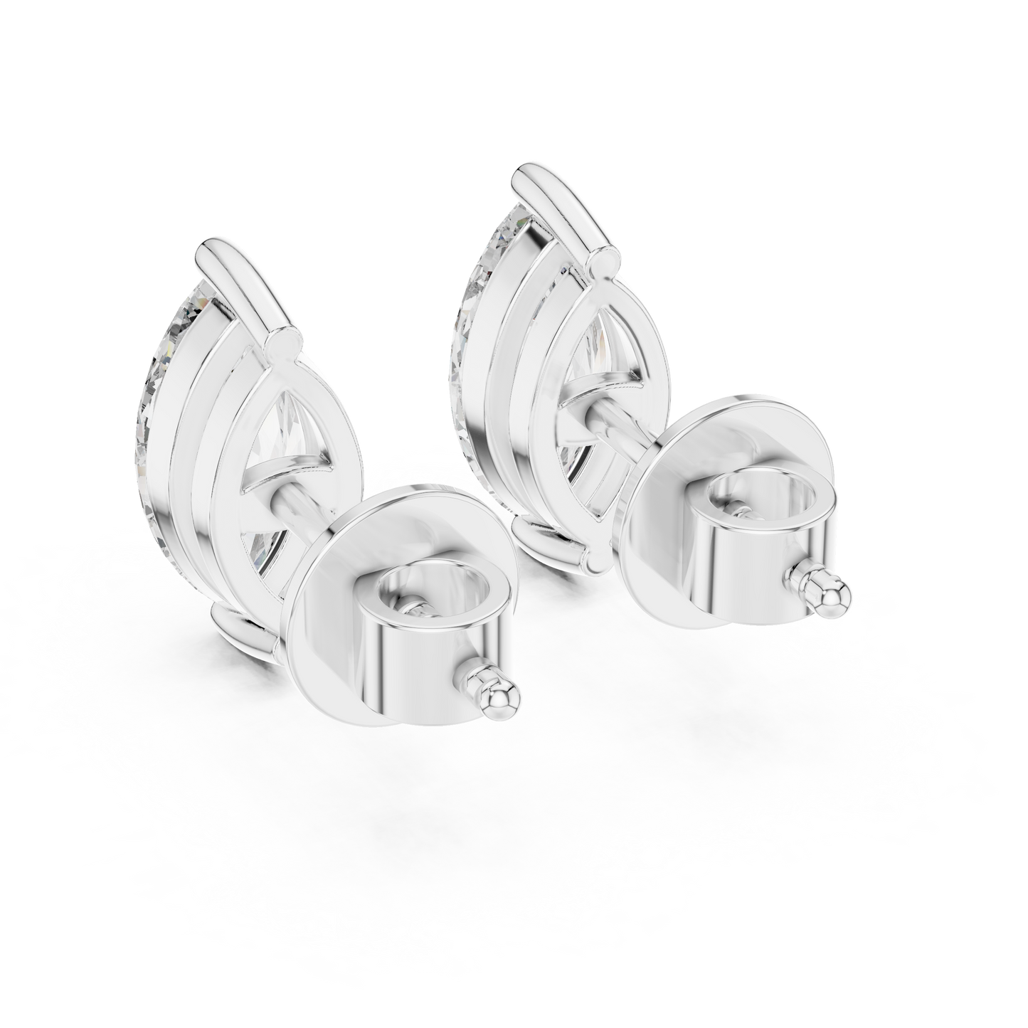 Marquise Cut Lab Grown Diamond Solitaire Earrings 14K White Gold
